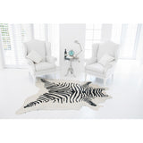Zebra Printed Cowhide Large Rug (Natural White)