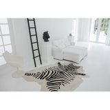 Zebra Printed Cowhide Large Rug (Natural White)