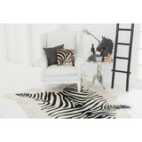 Zebra Printed Cowhide Large Rug (Natural White)
