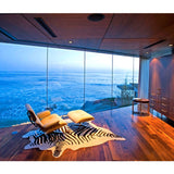 Zebra Printed Cowhide Large Rug (Natural White)