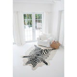 Zebra Printed Cowhide Large Rug (Natural White)