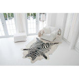 Zebra Printed Cowhide Large Rug (Natural White)