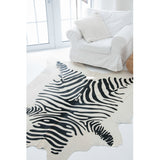 Zebra Printed Cowhide Large Rug (Natural White)
