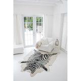 Zebra Printed Cowhide Large Rug (Natural White)