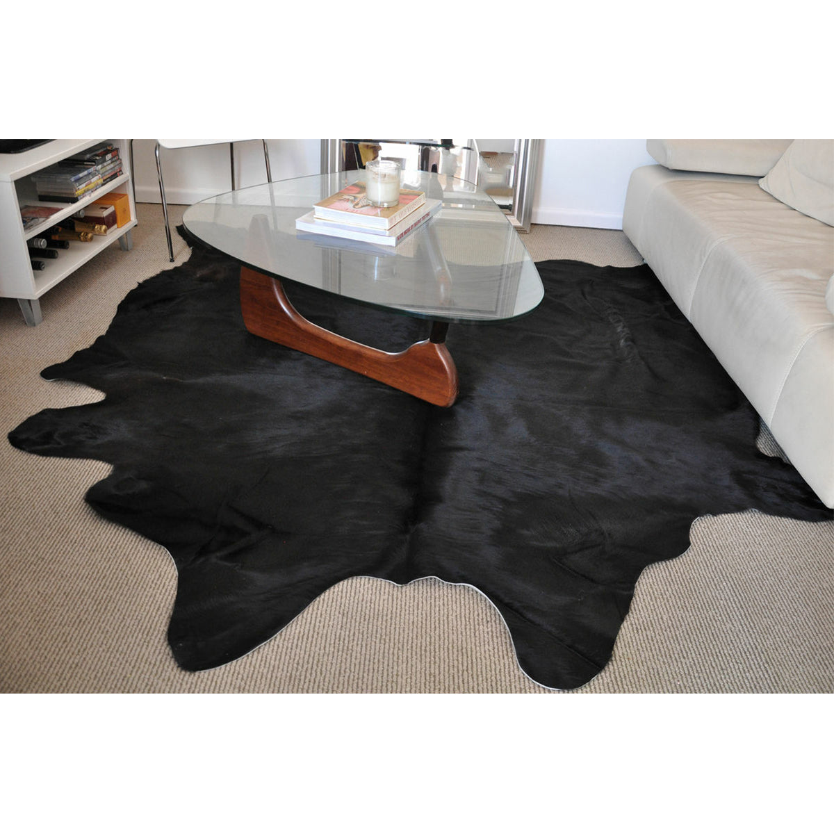 Black Natural Cowhide Rug Quality Leather Skin Hide Rugs Australia