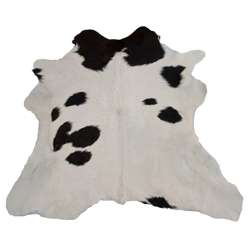 Black & White (Mostly White) Calfskin Rug