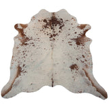 Brown Salt & Pepper (Mostly White) Natural Cowhide Rug