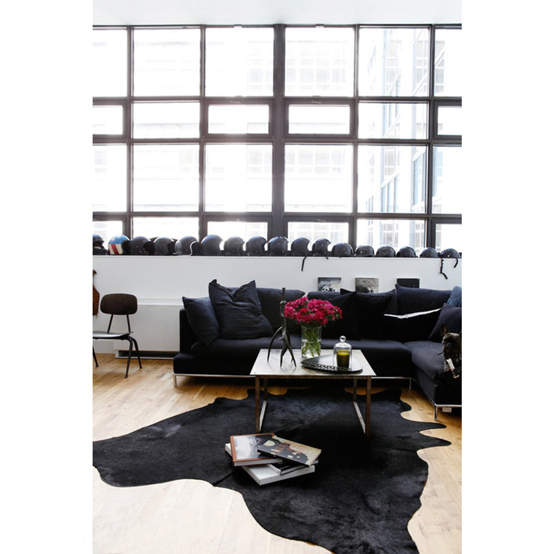 Black Dyed Cowhide Large Rug