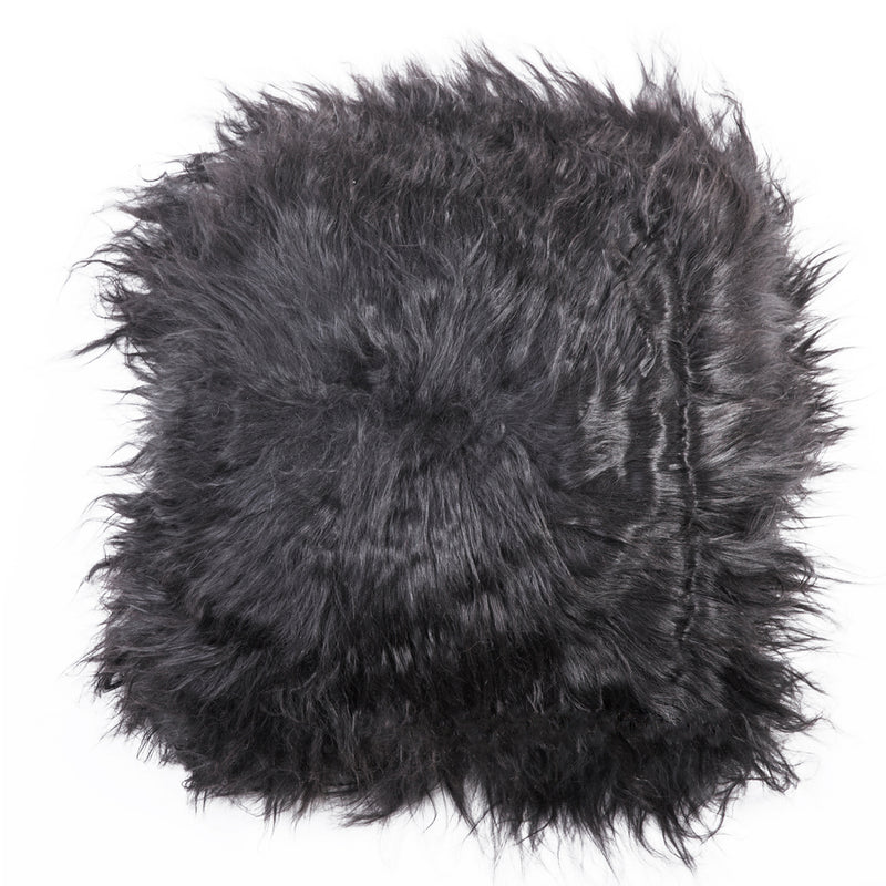 Long Haired Icelandic Sheepskin 50cm Cushion - Black