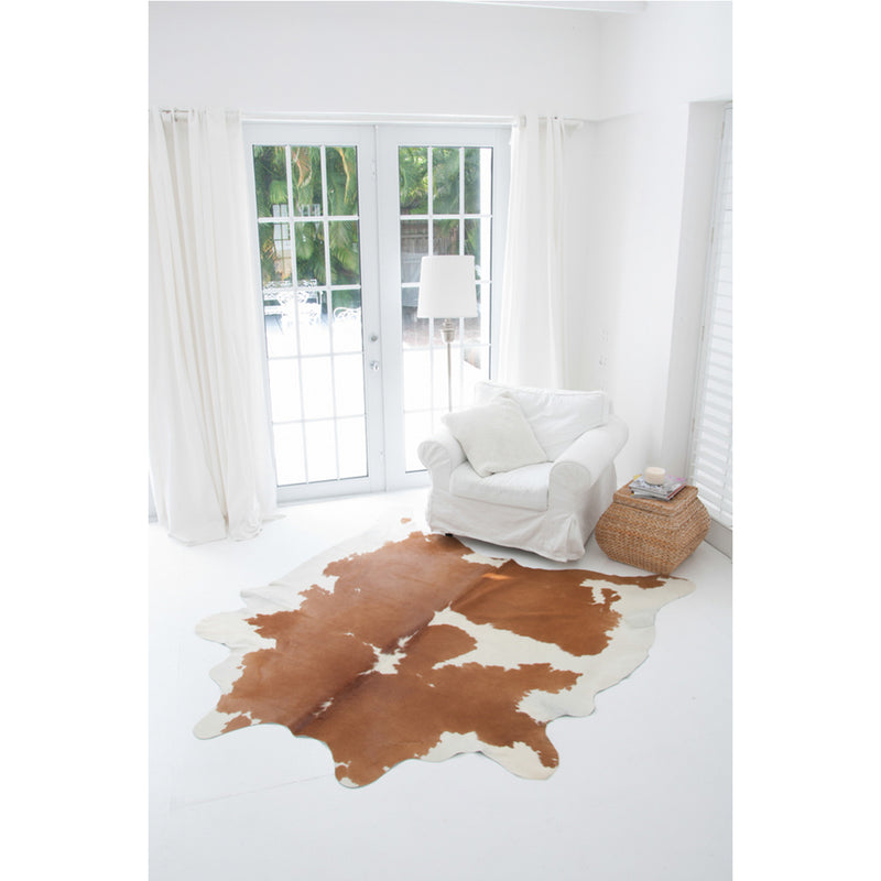 Medium Brown & White Special Natural Cowhide Rug