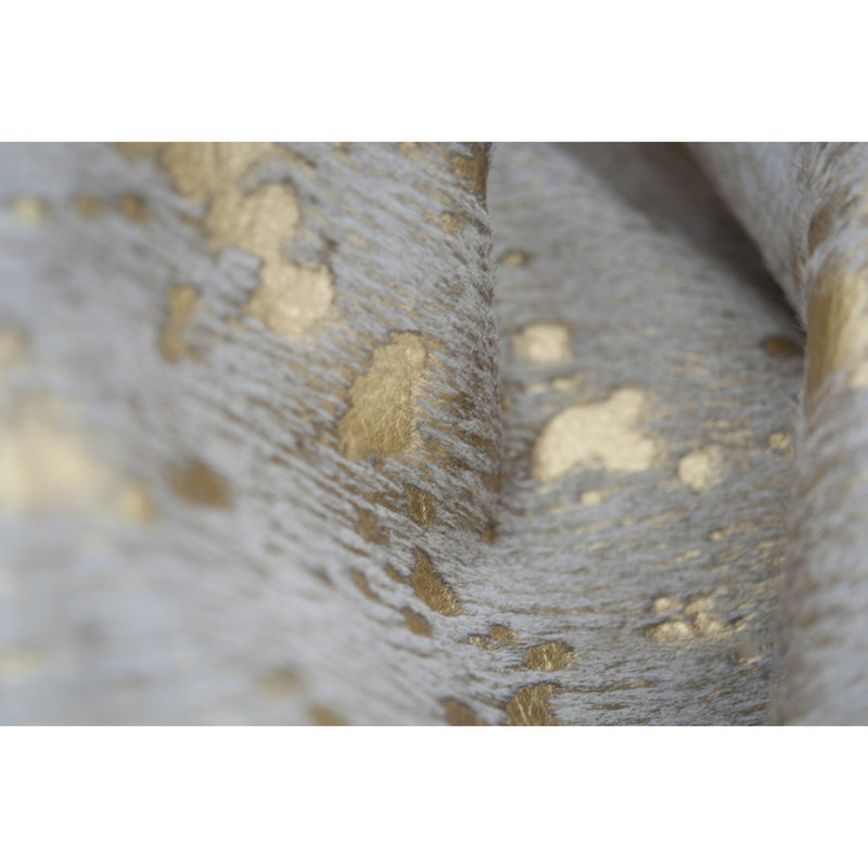 Beige Rug with Metallic Gold Devore Print Cowhide Rug