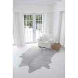 Off White with Star Metallic Silver Devore Print Cowhide Rug