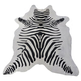 Zebra Printed Cowhide Large Rug (Natural White)