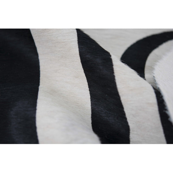 Zebra Printed Cowhide Large Rug (Natural White)